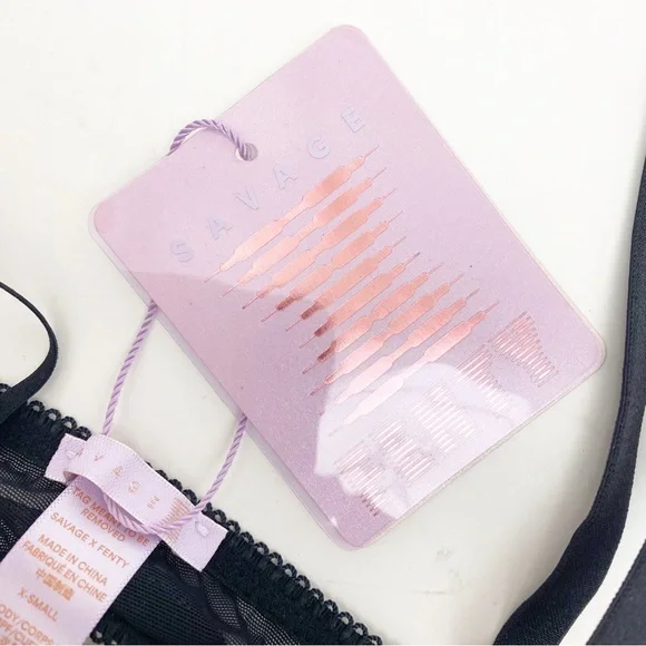 Savage X Fenty Hearts Stars Half Cup Bralette Velvet Mesh Unlined Valentines - Picture 9 of 10